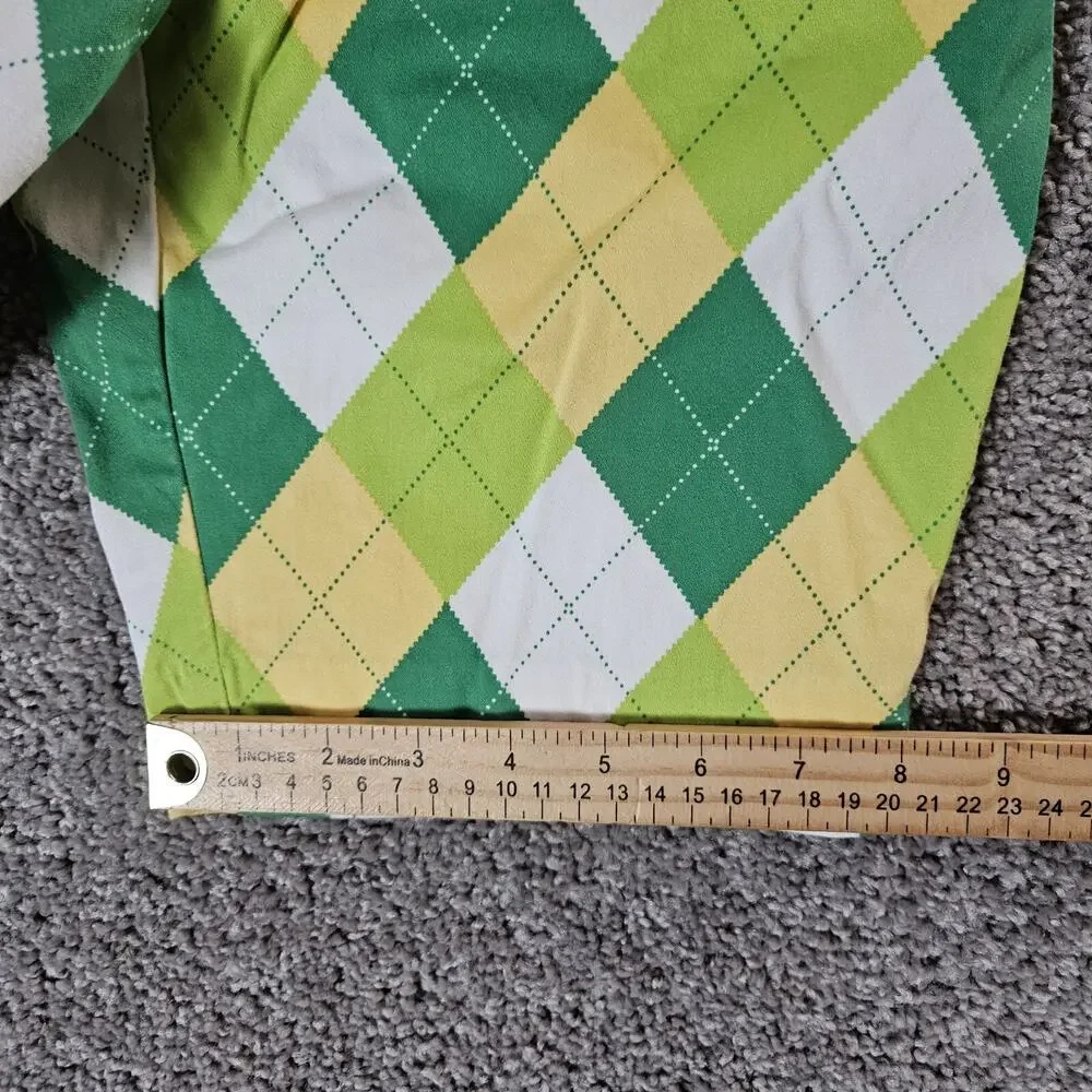 Loudmouth Shorts Womens 0 Kelly Green Argyle Golf A Tisket A Tasket Preppy - Picture 12 of 12